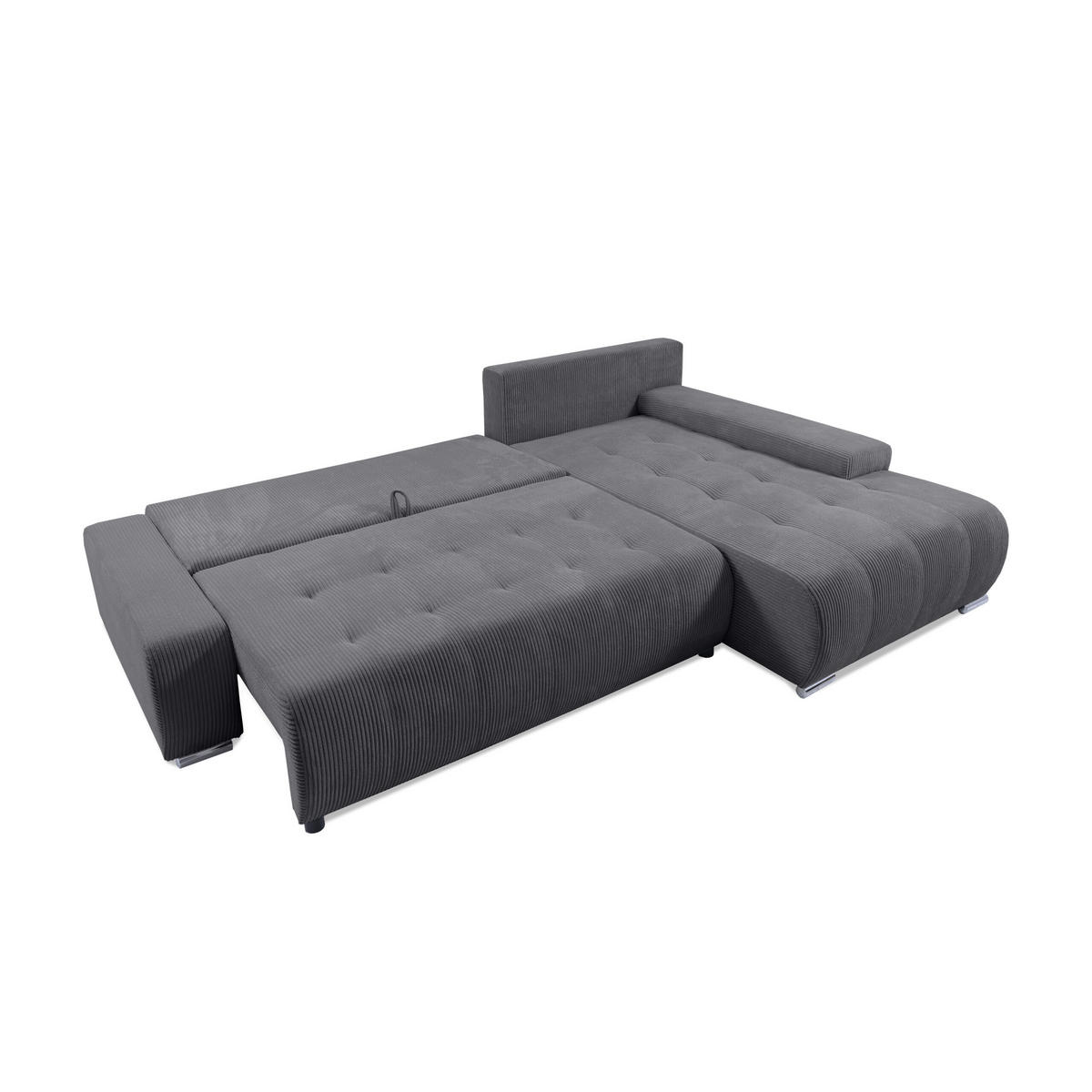 ECKSOFA mit Bettkasten Tragel L, Dunkelgrau - Grau, Textil (185/265cm) - Meblito