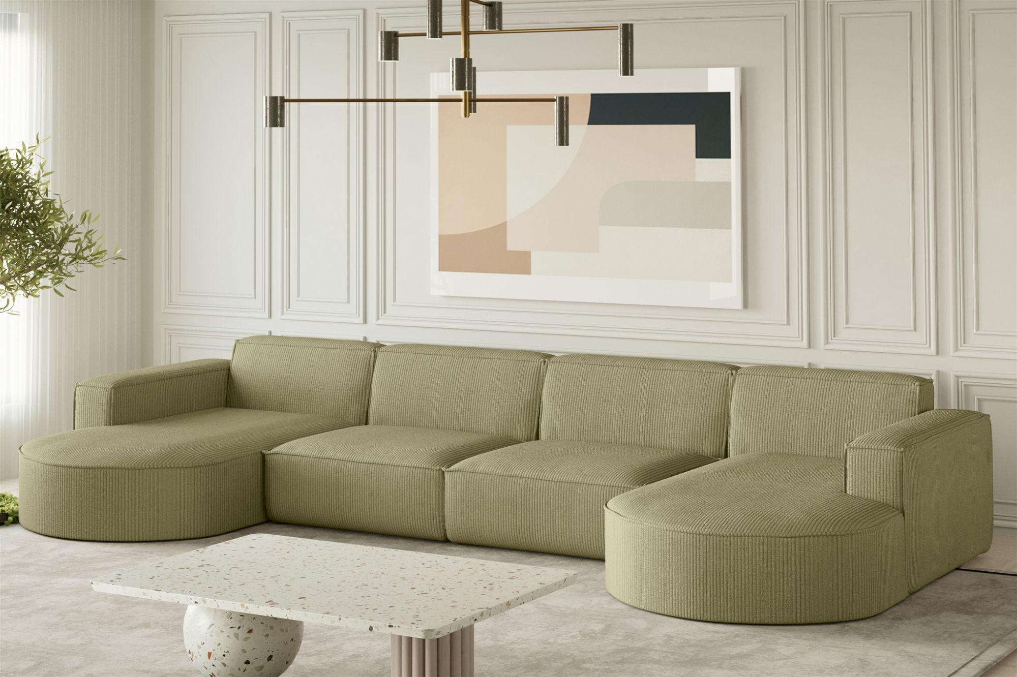 WOHNLANDSCHAFT Palma Xl Stoff Noel - Opal, Holzwerkstoff/Textil (282/78/165cm) - Fun Möbel