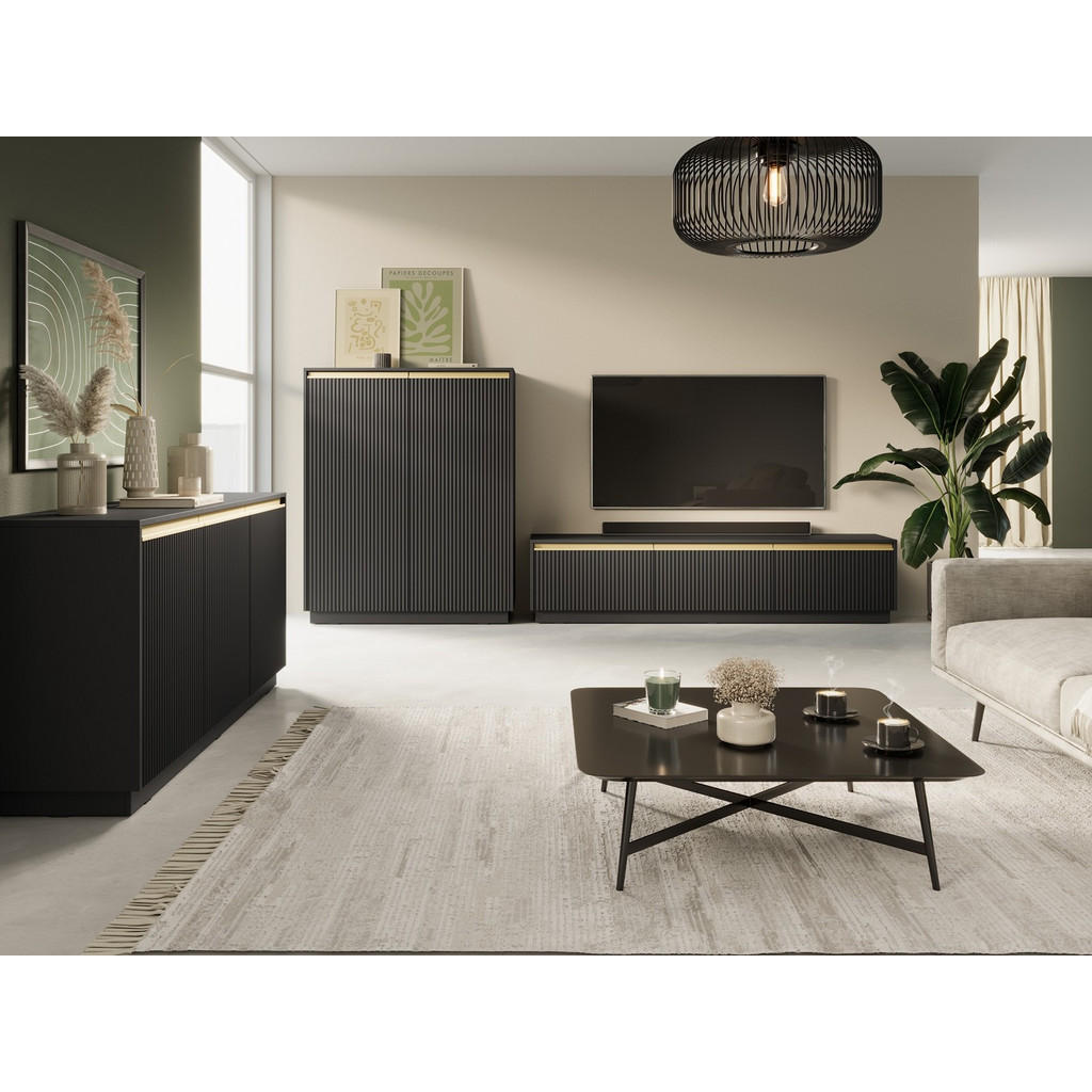 Thumbnail - Bettso Kommode, Schwarz, Holzwerkstoff, 4 Fächer, 1 Schubladen, 104x72x39 cm, Wohnzimmer, Kommoden & Sideboards, Kommode...