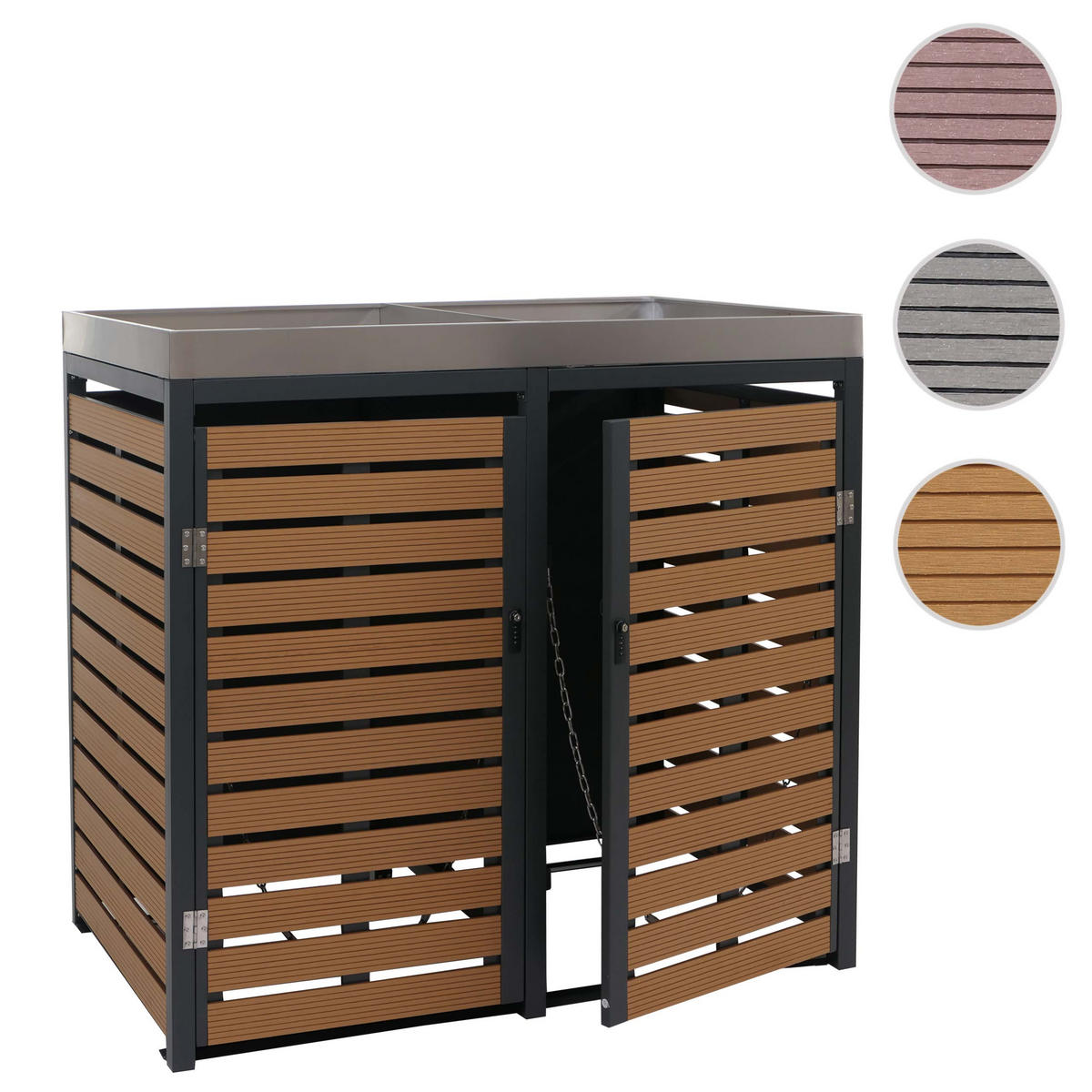 MÜLLTONNENVERKLEIDUNG Teak Dekor - Teakfarben, Metall (134/124/84cm) - MCW