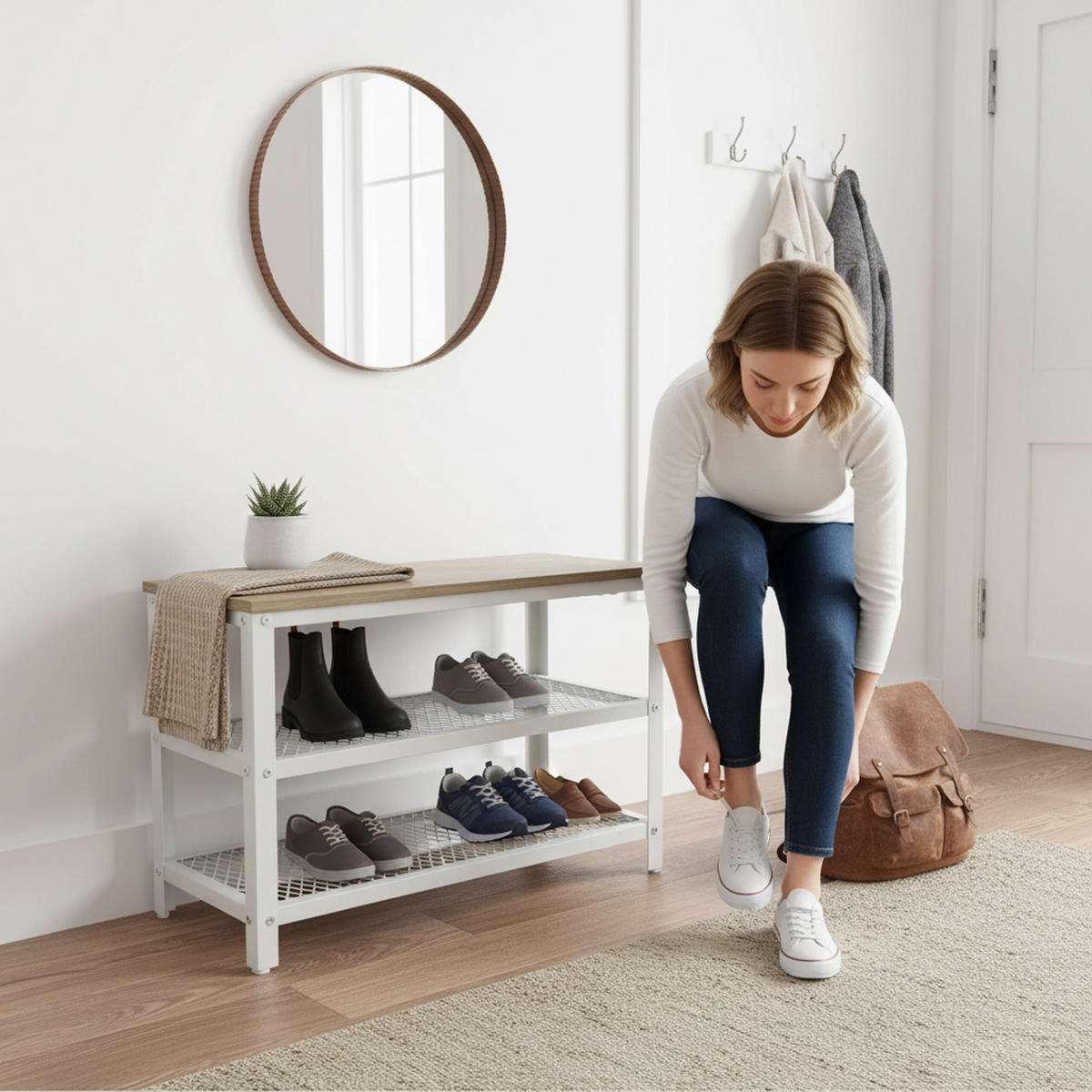 SCHUHBANK - Multicolor, Holzwerkstoff/Kunststoff (100/45/30cm) - Relaxdays