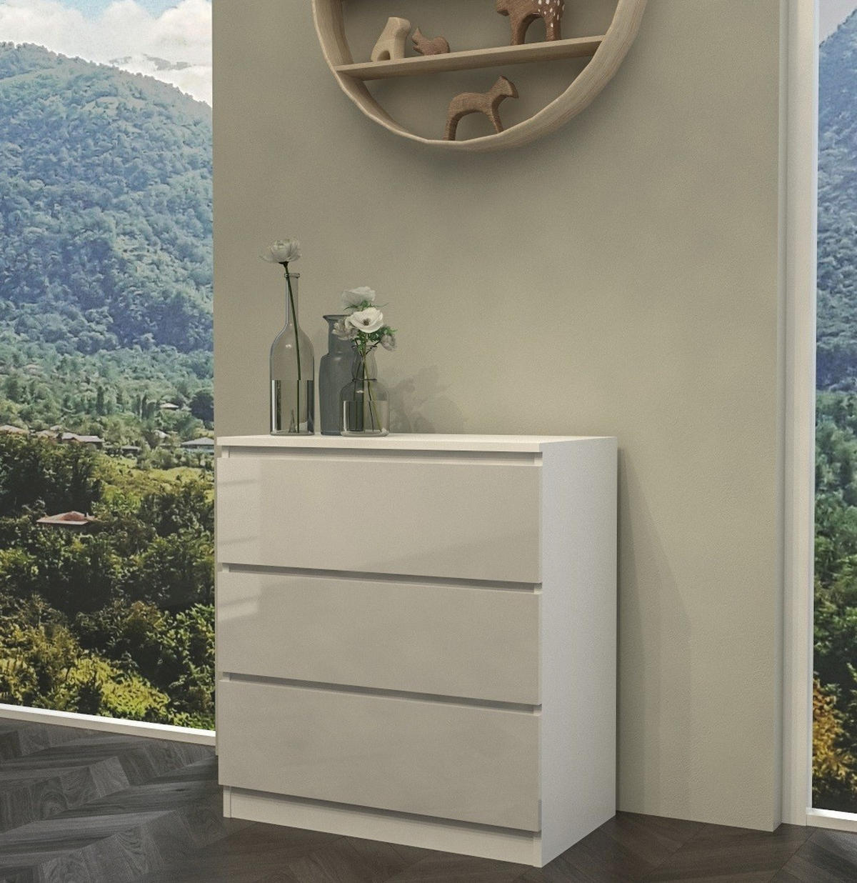 KOMMODE 3 SCHUBLADEN M3 - GLÄNZEND WEISS - Weiß, Holzwerkstoff (70/75/40cm) - CDF