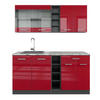 SINGLEKÜCHE R-Line Rot Hochglanz/Anthrazit 160 cm , AP Marmor - Anthrazit/Rot, Holzwerkstoff (160/81.6/60cm) - Vicco