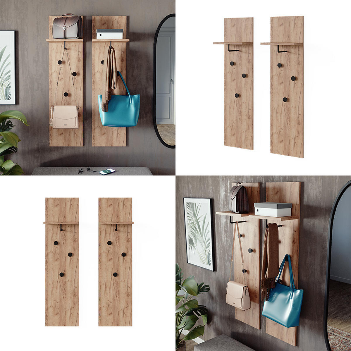 VĚŠÁK NA KABÁTY Siri Zlatý mocný dub - medově dubová, kompozitní dřevo (36/135/21.6cm) - Vicco