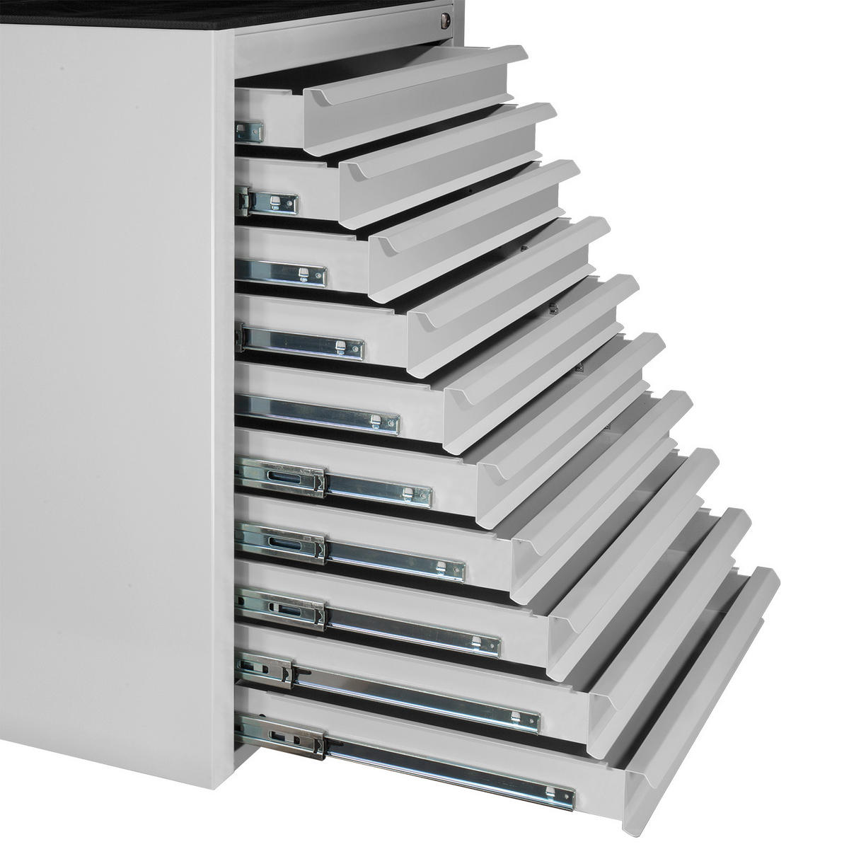 SCHUBLADENSCHRANK Kobra mit 10 Schubladen + Gummiauflage 90x71x55cm Lichtgrau - Grau, Metall (71/90/55cm) - PROREGAL