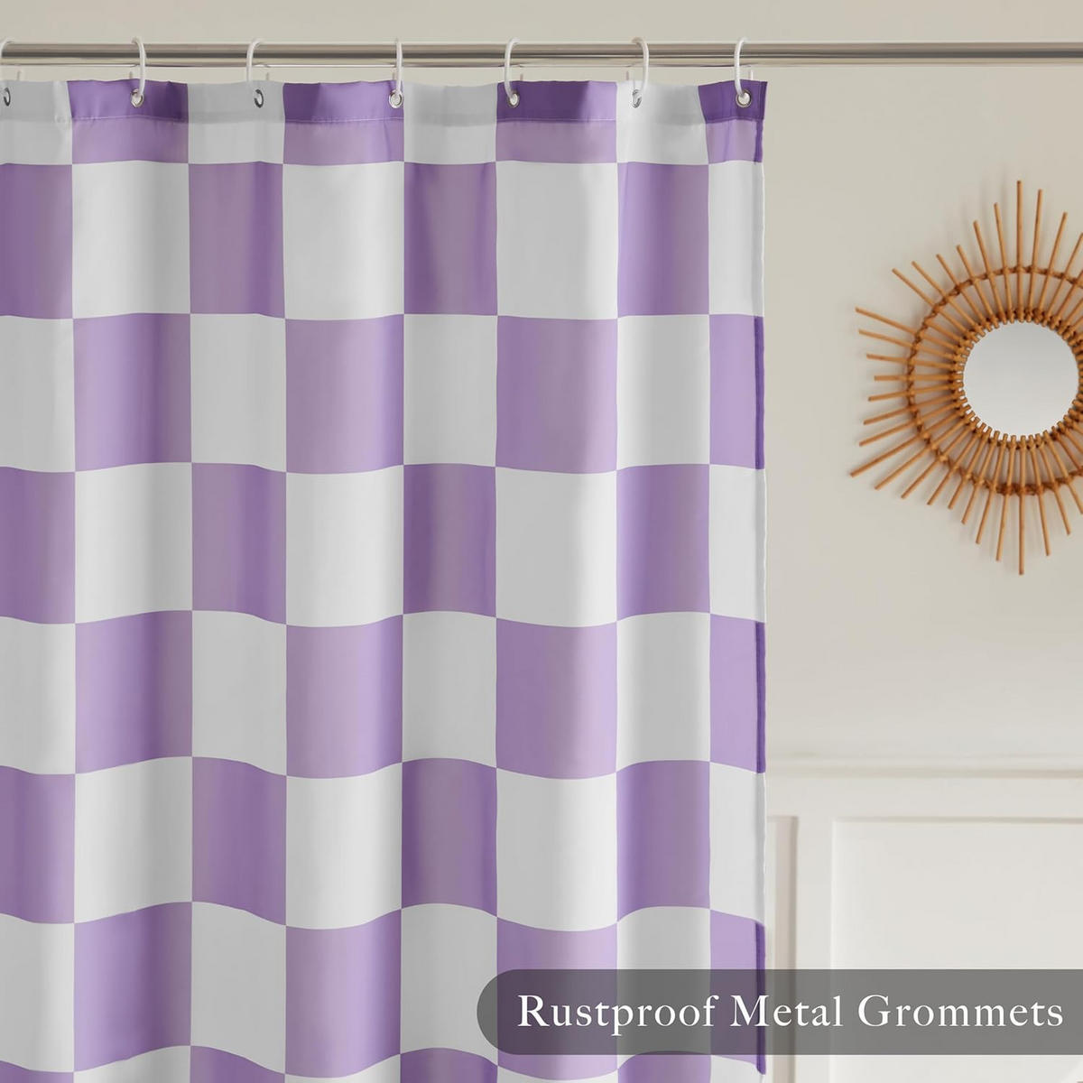 DUSCHVORHANG Karierter 180 x 180 cm - Lila, Textil (180/180cm) - Kaket