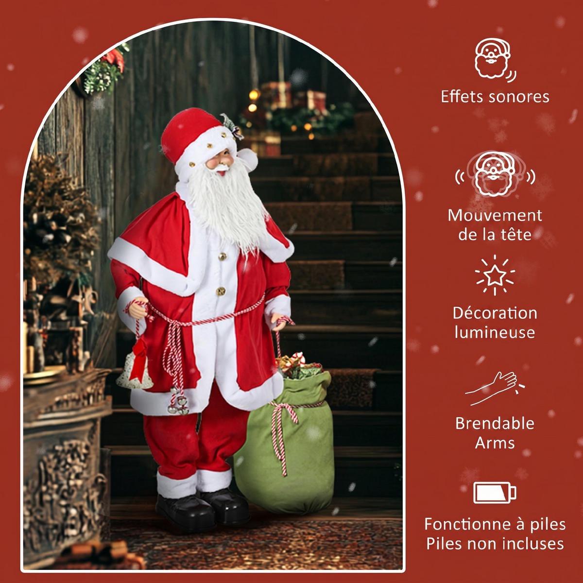 WEIHNACHTSMANNFIGUR Rot 21.0/55.0/140.0 cm - Rot, Textil (21/140/55cm)