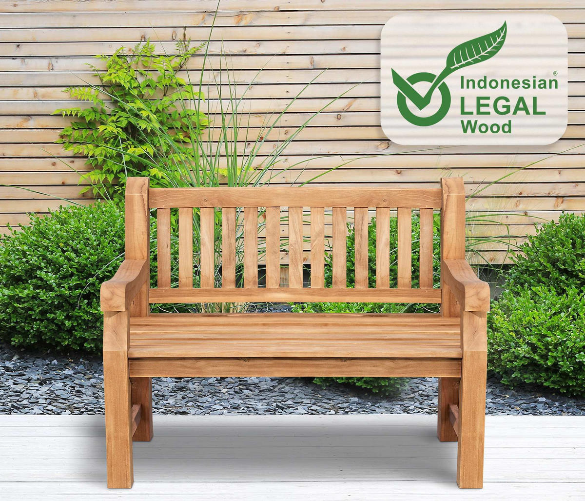 TEAKBANK Holzbank 120 cm mit Abdeckhaube Teak - Braun, Holz (120/93/61cm) - TPFGarden