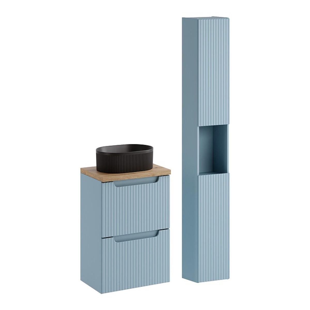 BADMÖBEL-SET 4 Teile Nova Denim N BM372 in Denim - Dunkelblau, Holz (60/140/40cm)