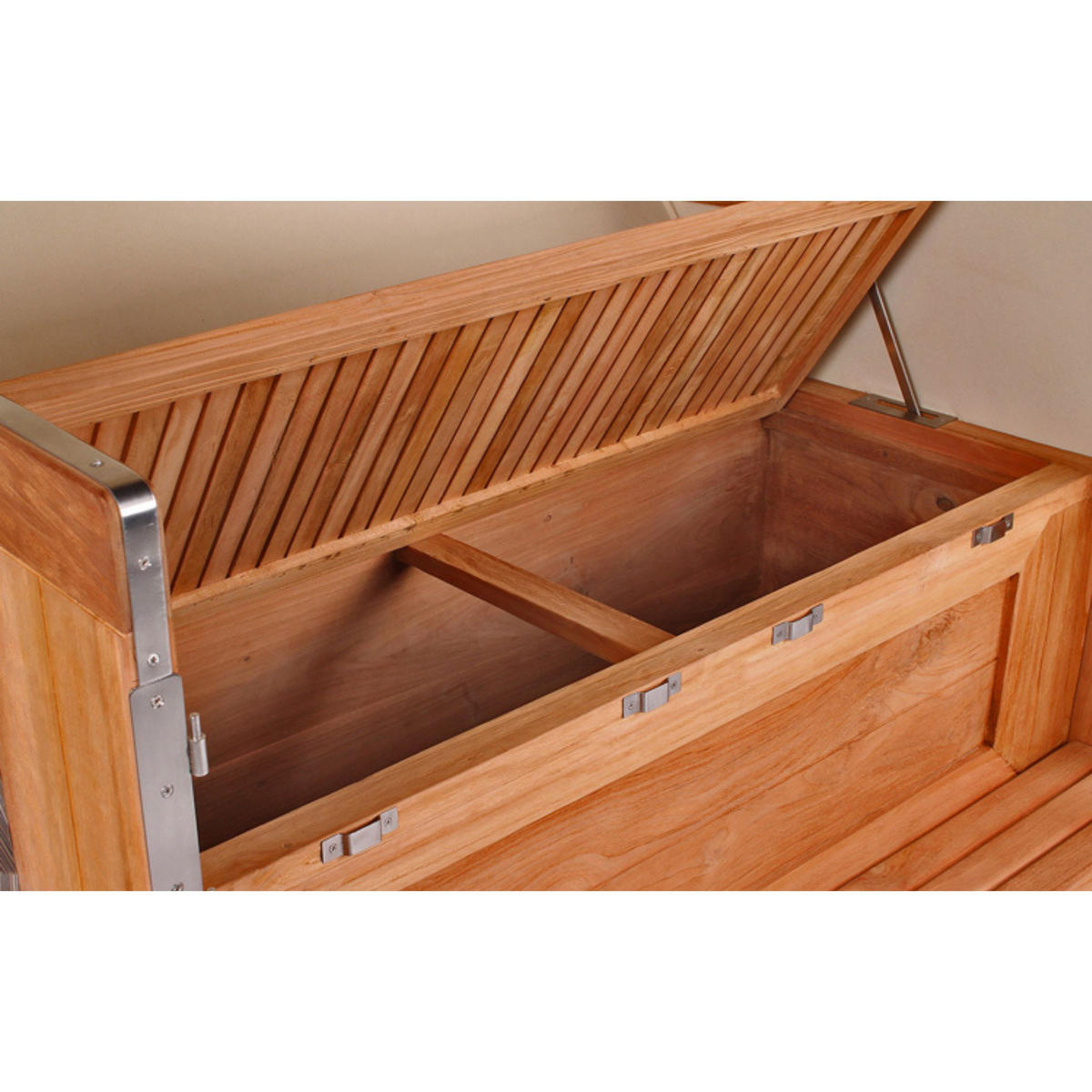 STRANDKORB Baltikum Teak 2,5 Sitzer - Braun/Grün, Holz/Metall (142/170/95cm) - Mr. Deko