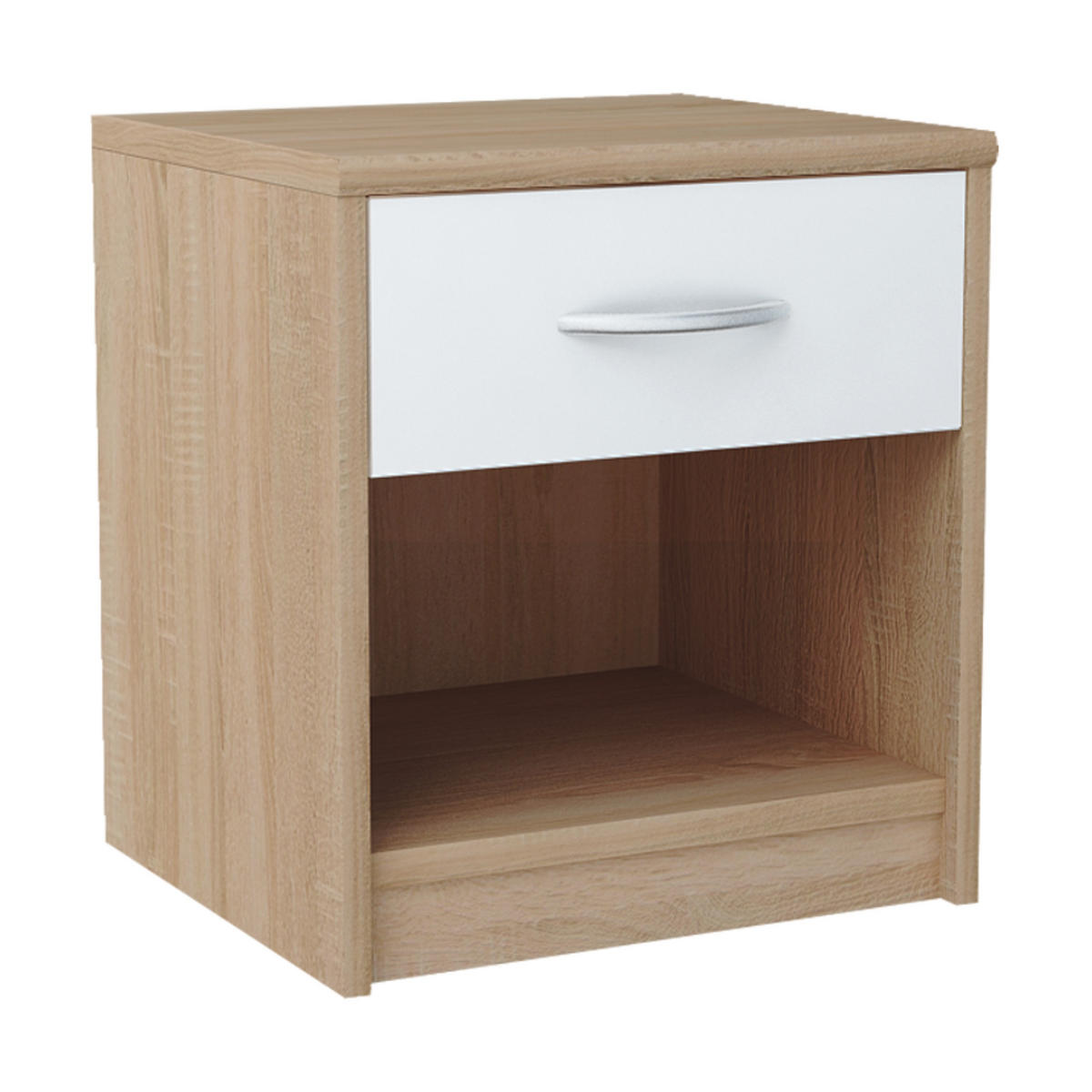 BEISTELLTISCH mit 1 Schublade 35 cm Breite in sonoma / weiß - Weiß/Sonoma Eiche, Holzwerkstoff (39/35/45cm) - Home Collective