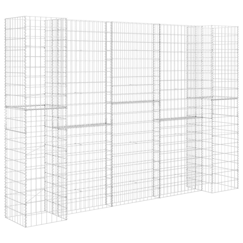 H-FÖRMIGER Gabionen-Pflanzkorb Stahldraht 260x40x180 cm - Silberfarben, Metall (260/180/40cm)