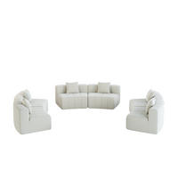 SITZGARNITUR Geschwungen modular 6-Sitzer mit 2 Kissen, DE-42718, Beige - Beige, Textil (444.5/73.6/83.5cm) - ComfortXL