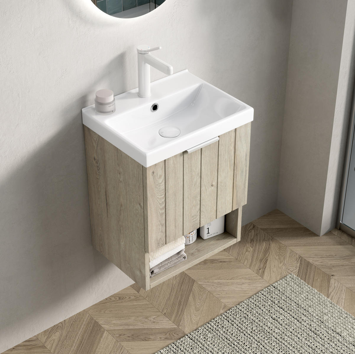 WASCHTISCHKOMBI 42 cm mit Soft-Close in Off-White - Creme, Keramik (42/53/32cm) - BEAOK