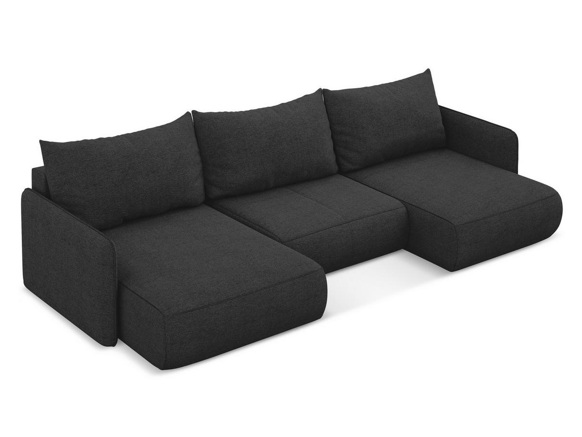 WOHNLANDSCHAFT Chenille Stoff Schwarz - Anthrazit/Schwarz, Kunststoff/Textil (290/86/148cm) - Makamii