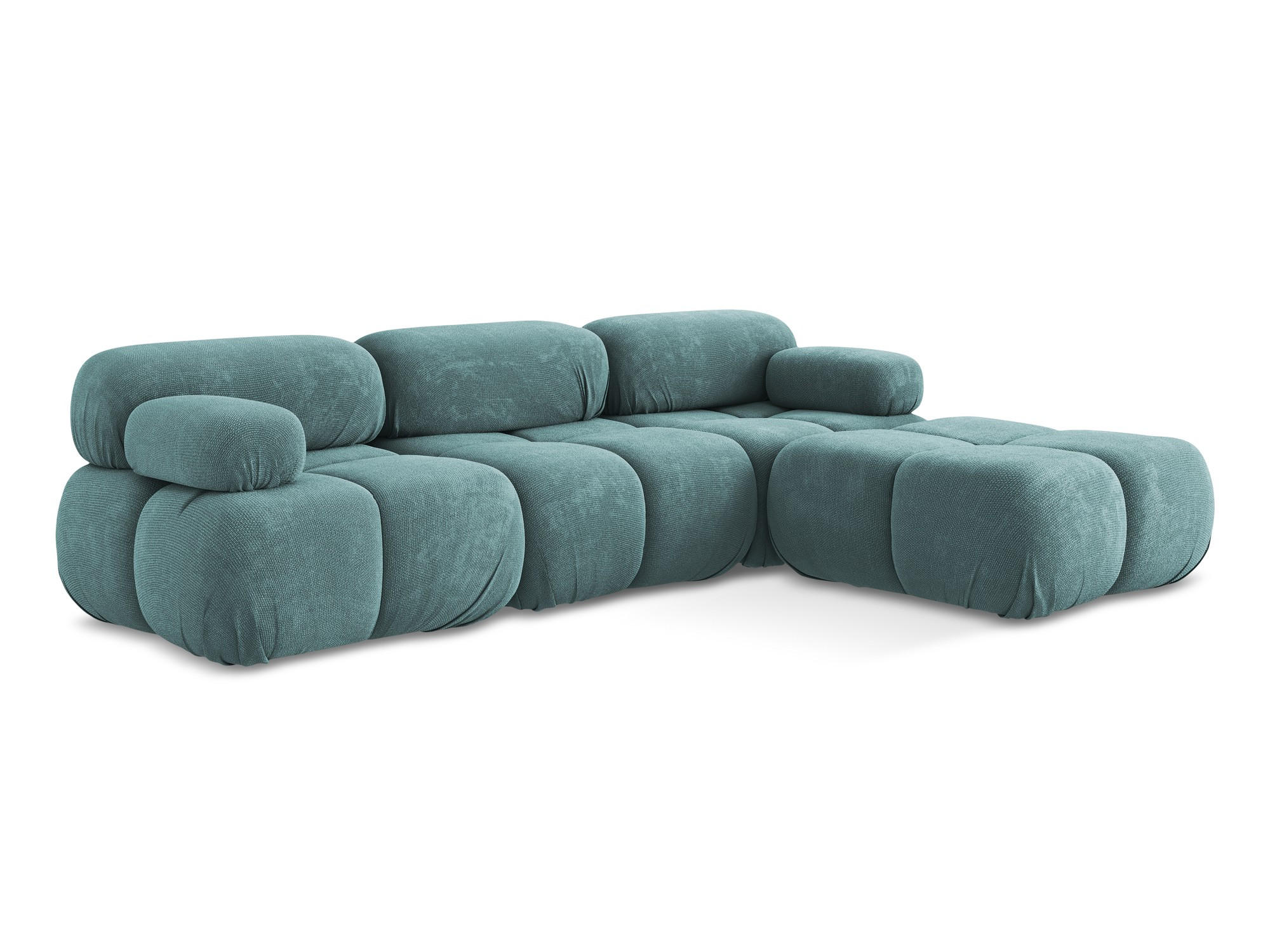 ECKSOFA Beidseitig Chenille Stoff Blau - Blau/Beige, Kunststoff/Textil (285/191cm) - Makamii
