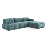 ECKSOFA Beidseitig Chenille Stoff Blau - Blau/Beige, Kunststoff/Textil (285/191cm) - Makamii