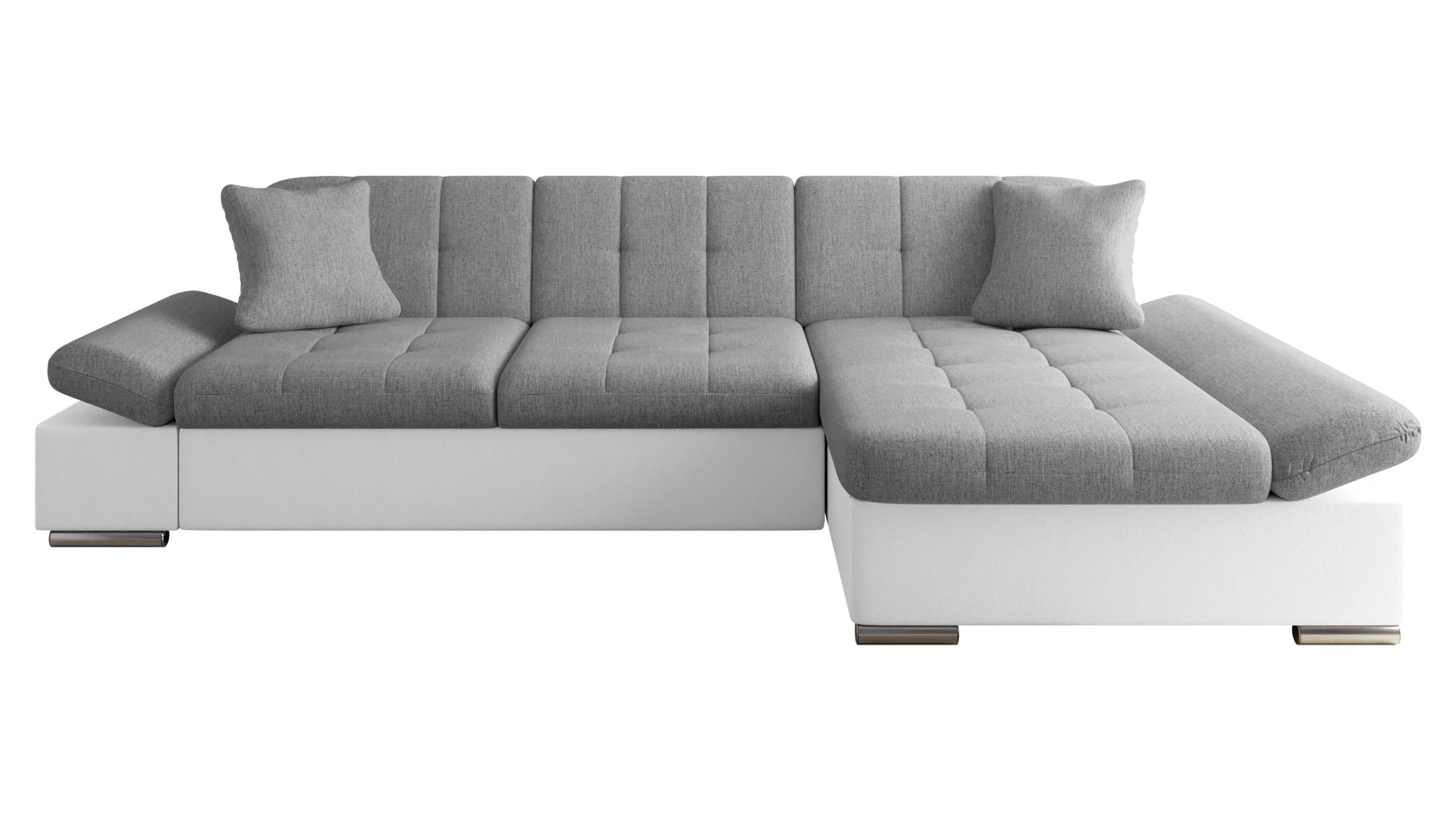 ECKSOFA Malwi, Seite: Rechts - Weiß/Grau, Holz/Textil (278/161cm) - MIRJAN24