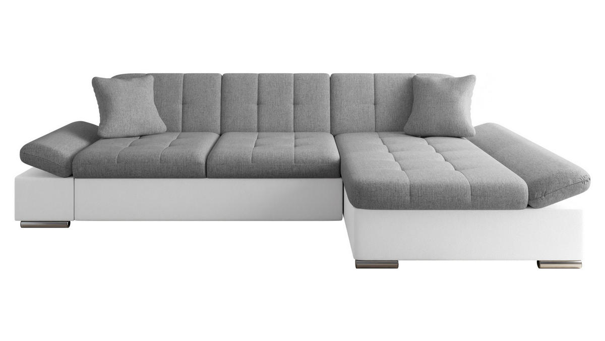 ECKSOFA Malwi, Seite: Rechts - Weiß/Grau, Holz/Textil (278/161cm) - MIRJAN24