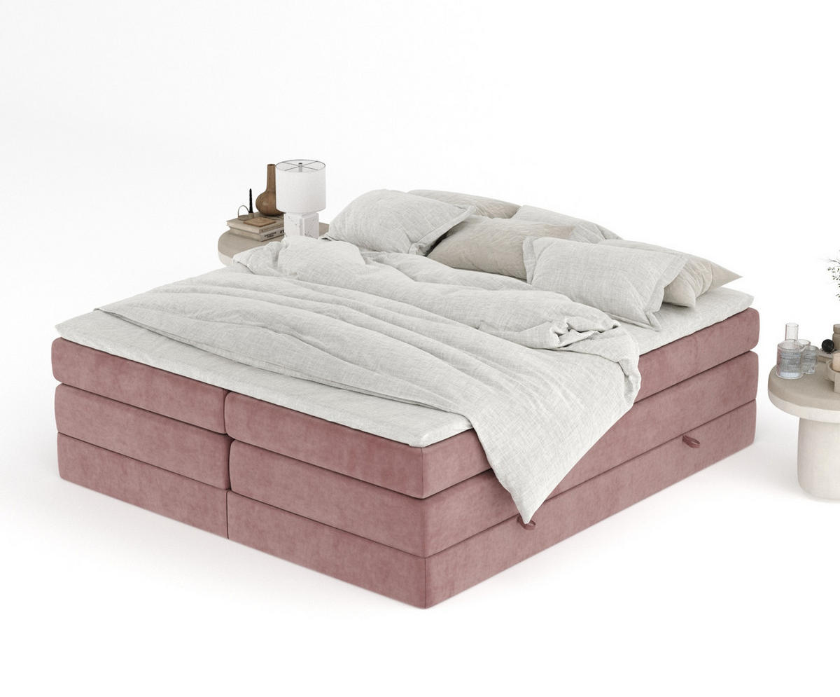 BOXSPRINGBETT Juniper Rosa 140/200 cm - Schwarz/Rosa, Holz/Holzwerkstoff (140/200cm) - Maison de Reve