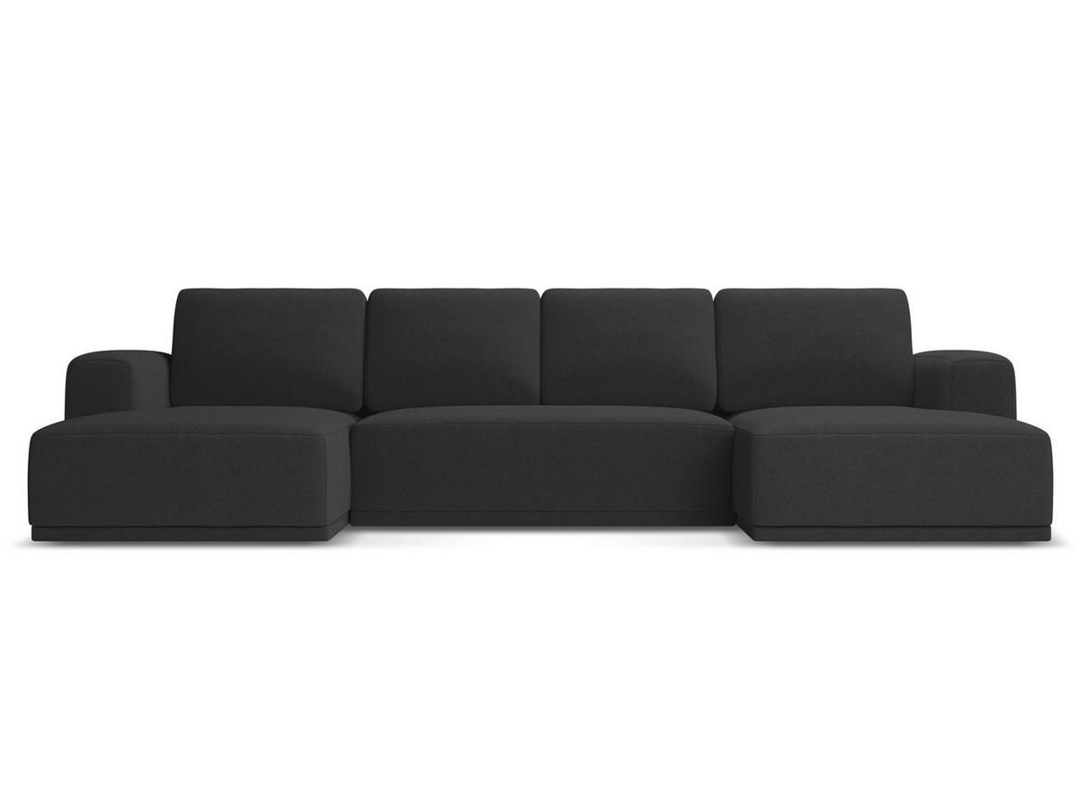 WOHNLANDSCHAFT Chenille Stoff Schwarz - Anthrazit/Schwarz, Kunststoff/Textil (333/91/160cm) - Makamii