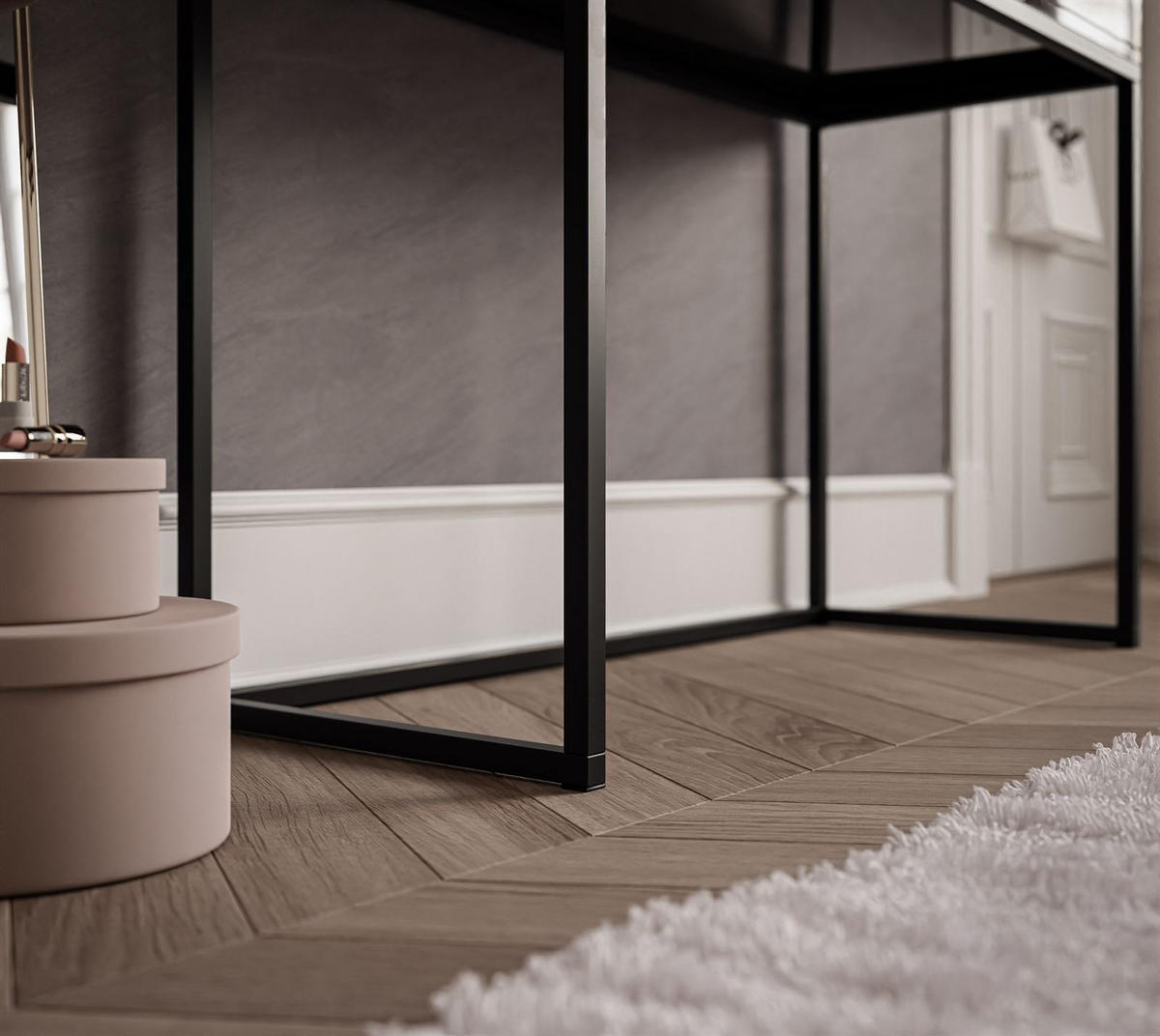 SCHMINKTISCH BLANCO LOFT ELITE mit Spiegel und Beleuchtung Weiß Hochglanz Kristallgriff - Weiß Hochglanz/Schwarz, Holzwerkstoff (100/146/42cm) - Lookway