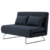 SCHLAFSOFA - Chromfarben/Blau, Textil (130/85/87cm) - home24
