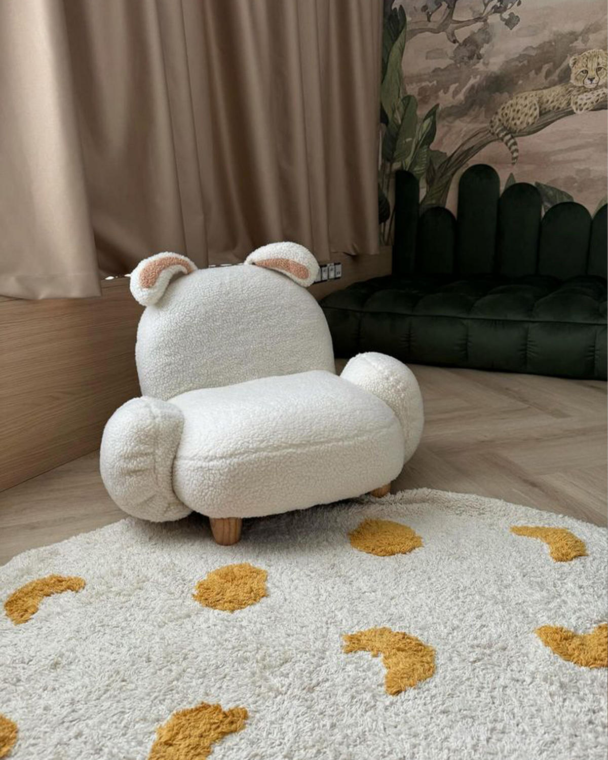 FOTOLIU PENTRU COPII aspect de ursuleț alb crem în formă de animal iepuraș Kanna - alb, material plastic/material textil (65/45/51cm) - Beliani