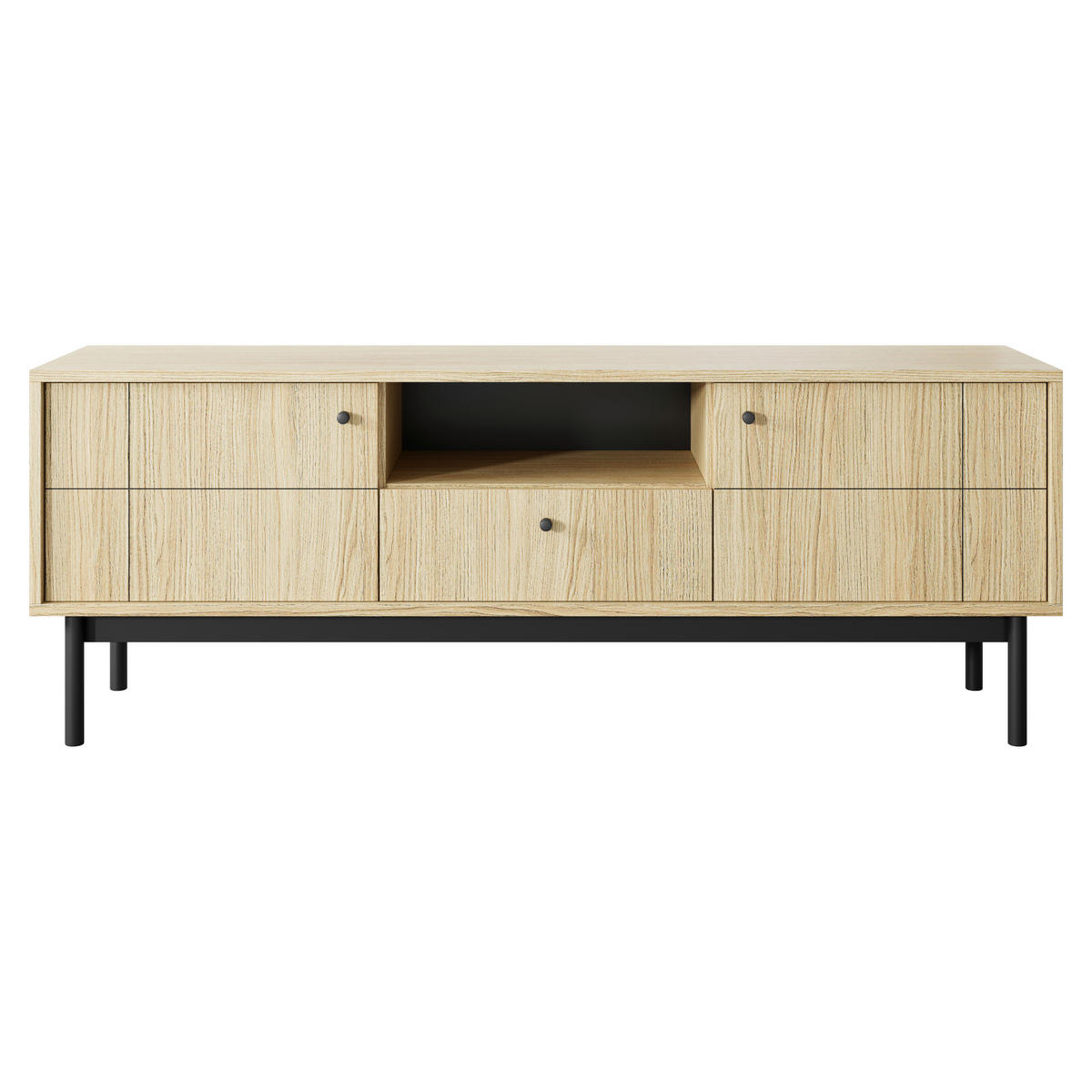 LOWBOARD TV DIEPPE RTV1-2D1S Fräste Fronten, Eiche - Eichefarben, Holz/Holzwerkstoff (154/56/39cm) - Komodee