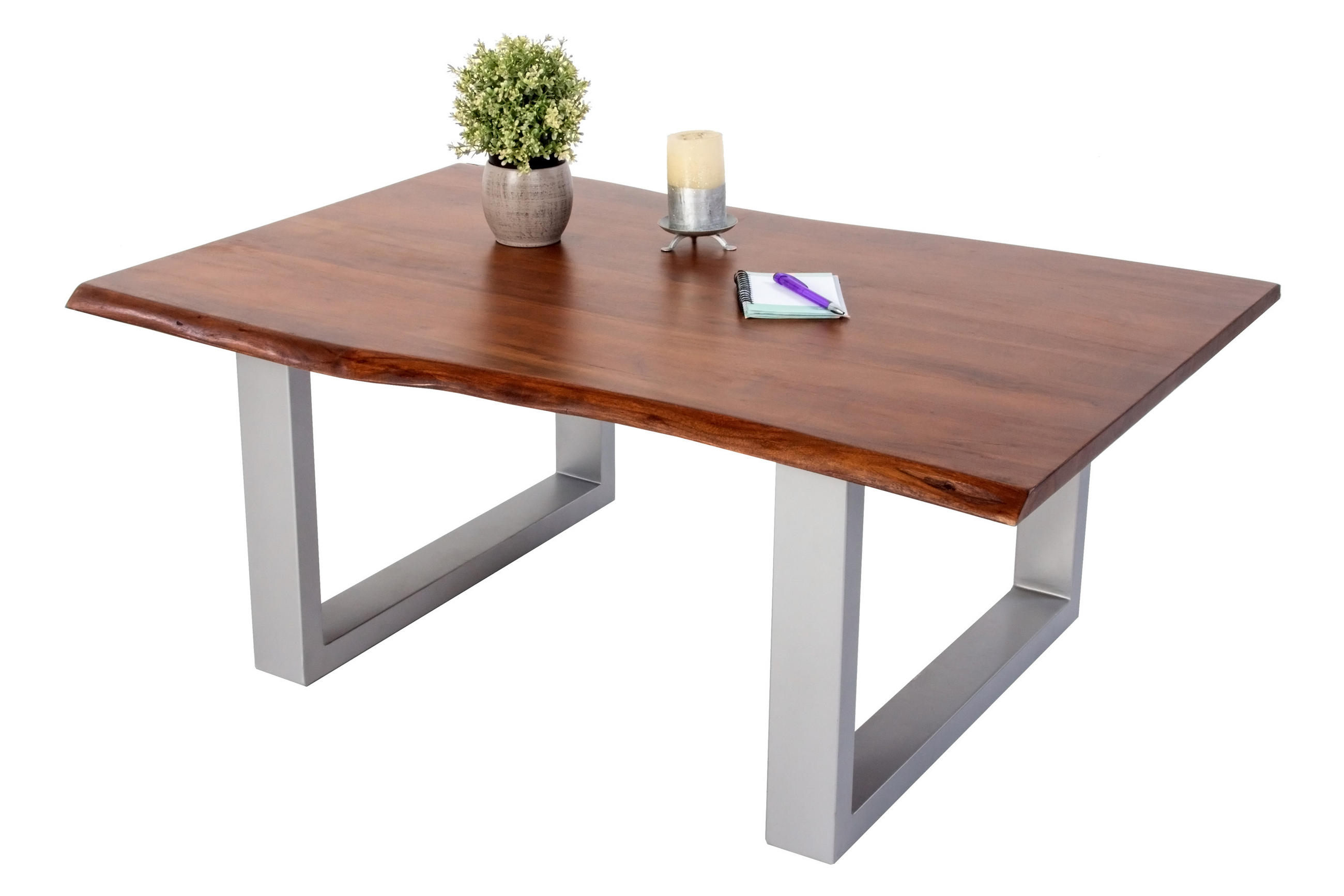 COUCHTISCH INSA - Silberfarben/Braun, Holz/Metall (75/130/43cm) - SAM