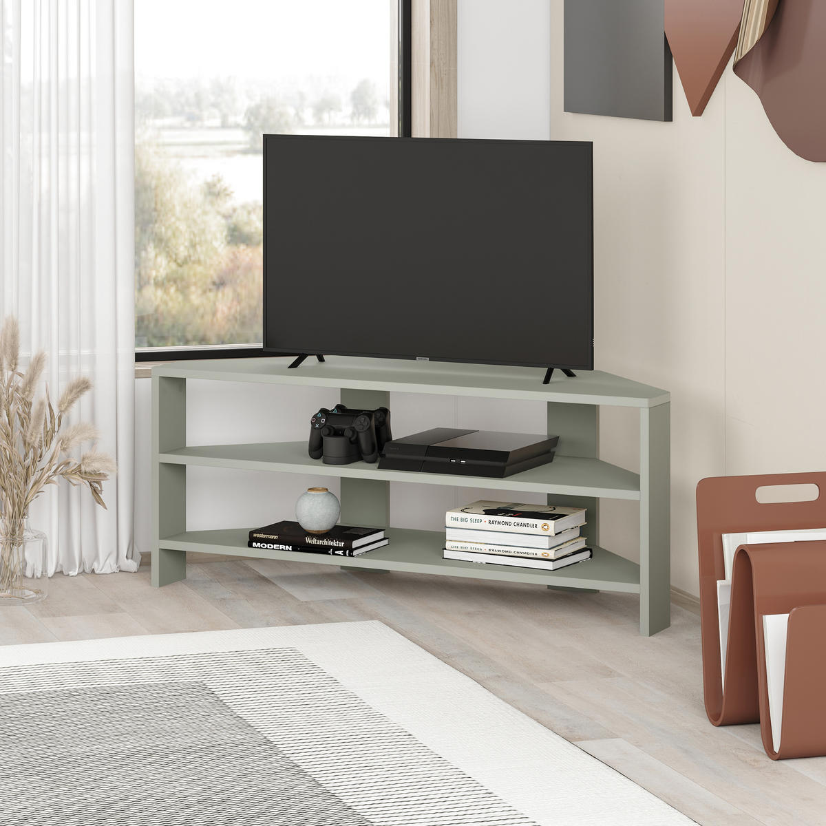 LOWBOARD Thales Aschgrün 110/36/45 cm - Grün, Holzwerkstoff (110/45/36.2cm) - Decortie