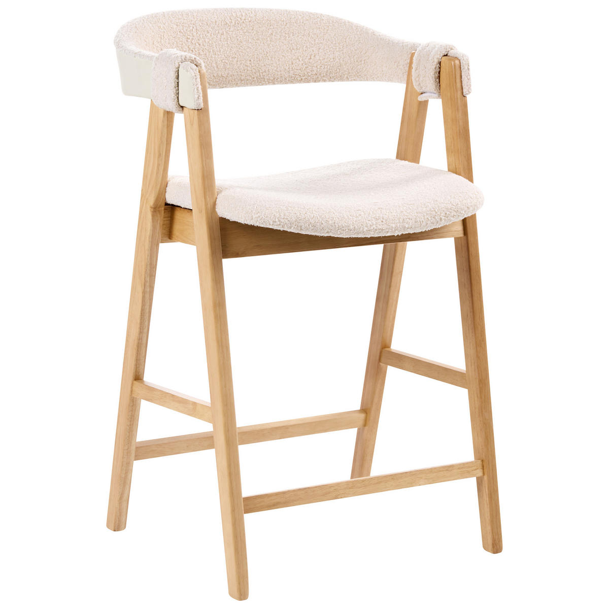 BARSTUHL 2er-Set Bouclé Hellbraun/Hellbeige Day - Beige, Textil (52/88/62cm) - Beliani