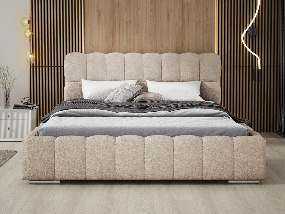 POLSTERBETT 180x200 cm Avilla mit Bettkasten, Lattenrost, Boucle, Beige - Beige, Holz/Textil (180/200cm) - Emporius