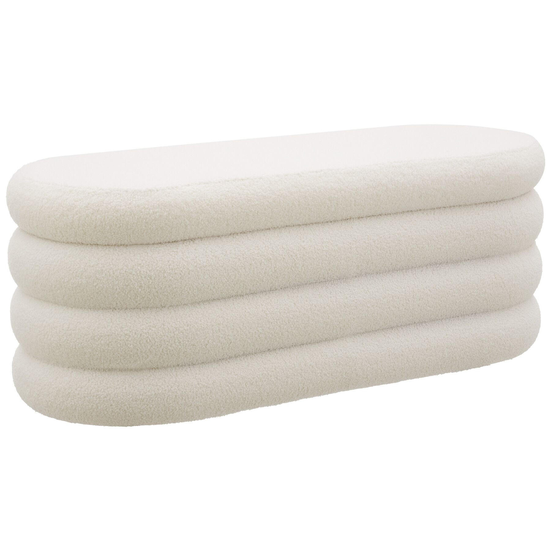 POLSTERBANK Altu,110 x 45 x 42 cm,Bouclé creme-weiß - Creme/Weiß, Holz (110/42/45cm) - tectake