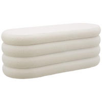 POLSTERBANK Altu,110 x 45 x 42 cm,Bouclé creme-weiß - Creme/Weiß, Holz (110/42/45cm) - tectake