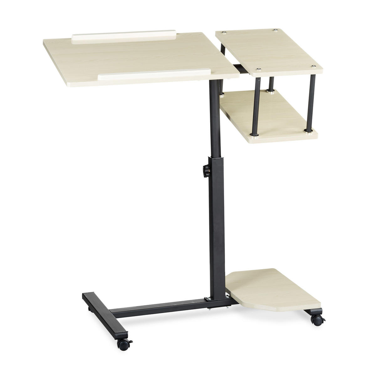 LAPTOPTISCH Creme XL höhenverstellbar mit Rollen - Multicolor, Holzwerkstoff/Metall (40/77/100cm) - Relaxdays