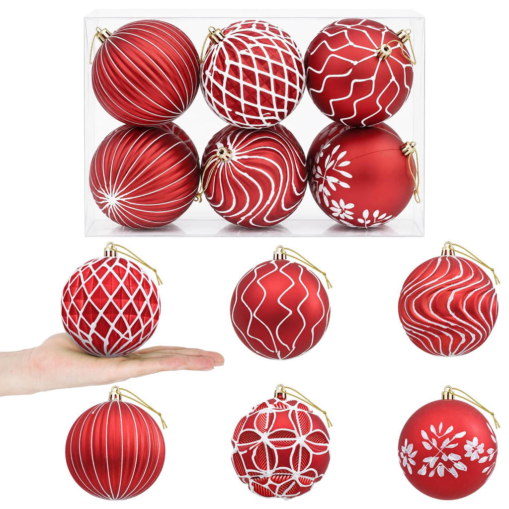 vidaXL Weihnachtskugelset Rot 10x10x10 cm