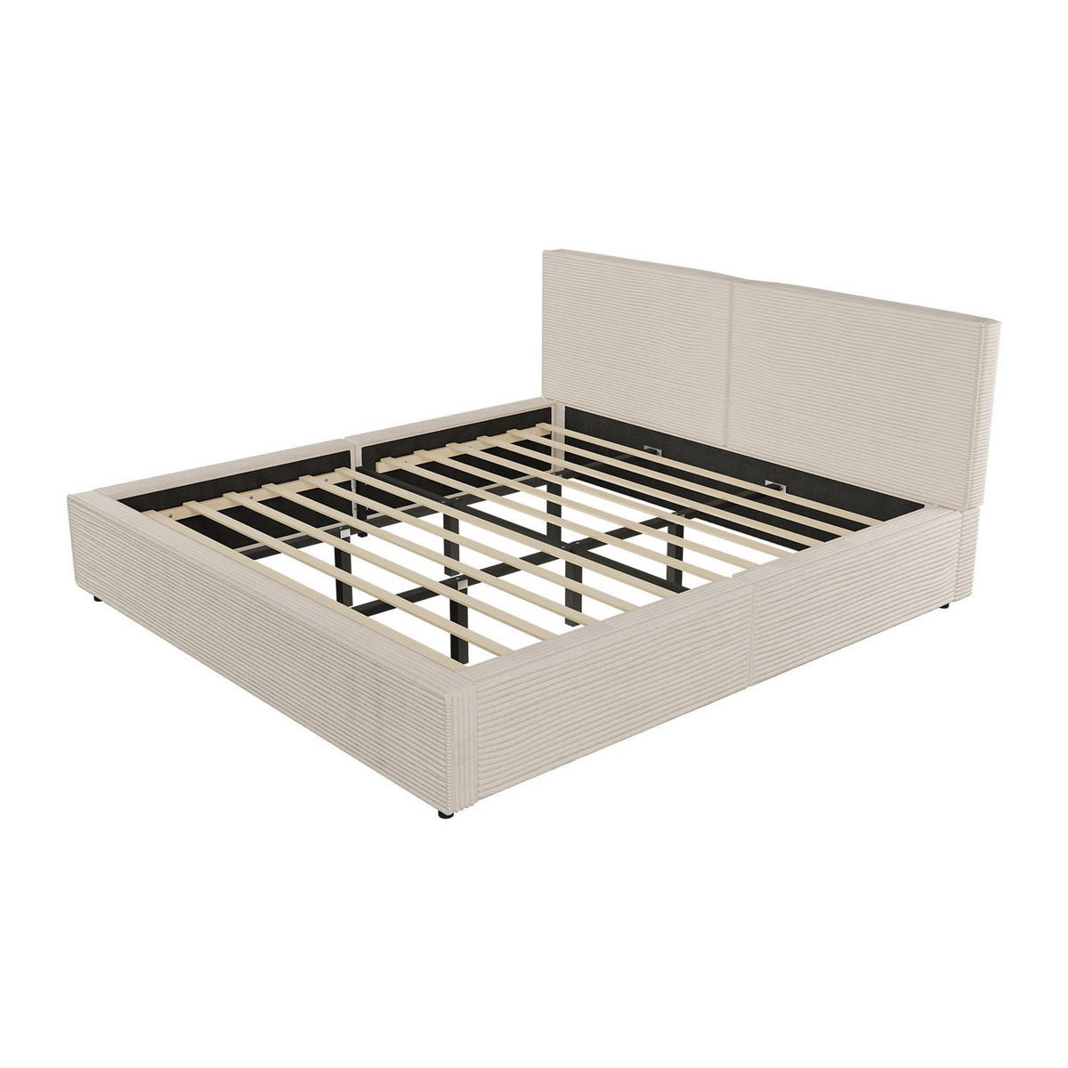 POLSTERBETT Salerno Cord beige 180x200 cm - Beige, Textil (180/200cm) - Juskys