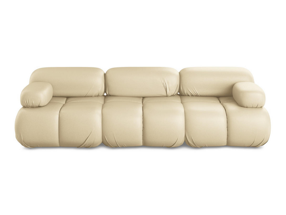 3-SITZER SOFA Kunstleder Beige - Beige/Schwarz, Leder/Kunststoff (285/70/96cm) - Makamii