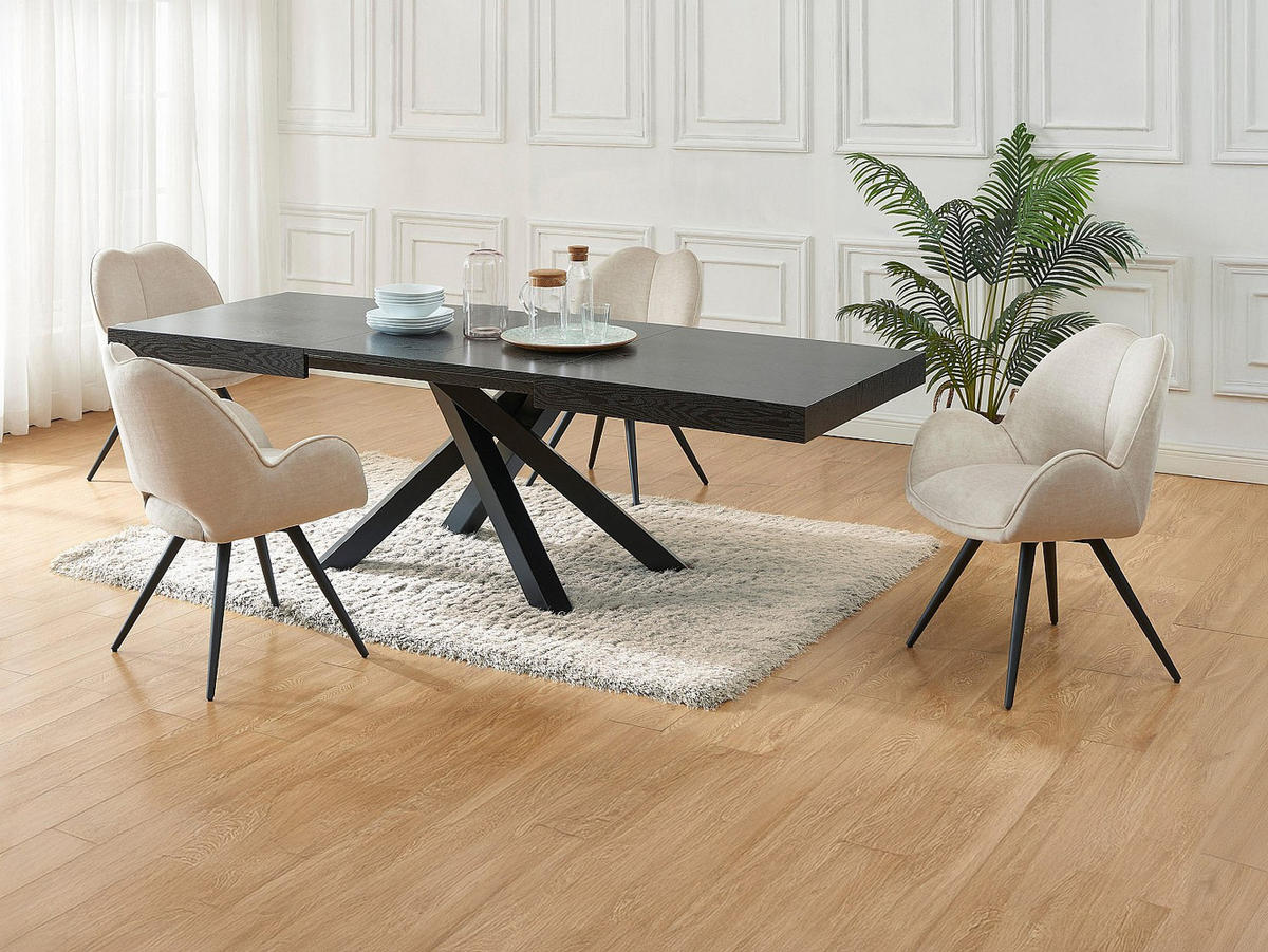 SET aus ausziehbarem Tisch und Stuhl - > 12 -Sitzer - MDF - schwarz - CATONAV - Schwarz, Holz (240/75/90cm) - Vente-Unique
