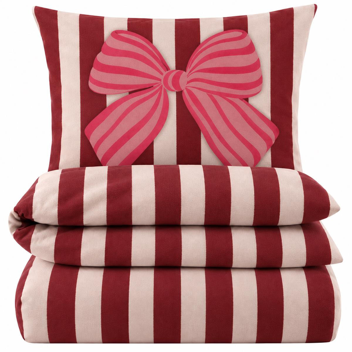 BIBER-BETTWÄSCHE 135x200 - Kuschelig warmer Flanell Bettbezug aus 100% Baumwolle für Herbst & Winter - Schleife Rot - Rot, Textil (135/200cm) - Carpe Sonno