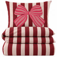 BIBER-BETTWÄSCHE 135x200 - Kuschelig warmer Flanell Bettbezug aus 100% Baumwolle für Herbst & Winter - Schleife Rot - Rot, Textil (135/200cm) - Carpe Sonno