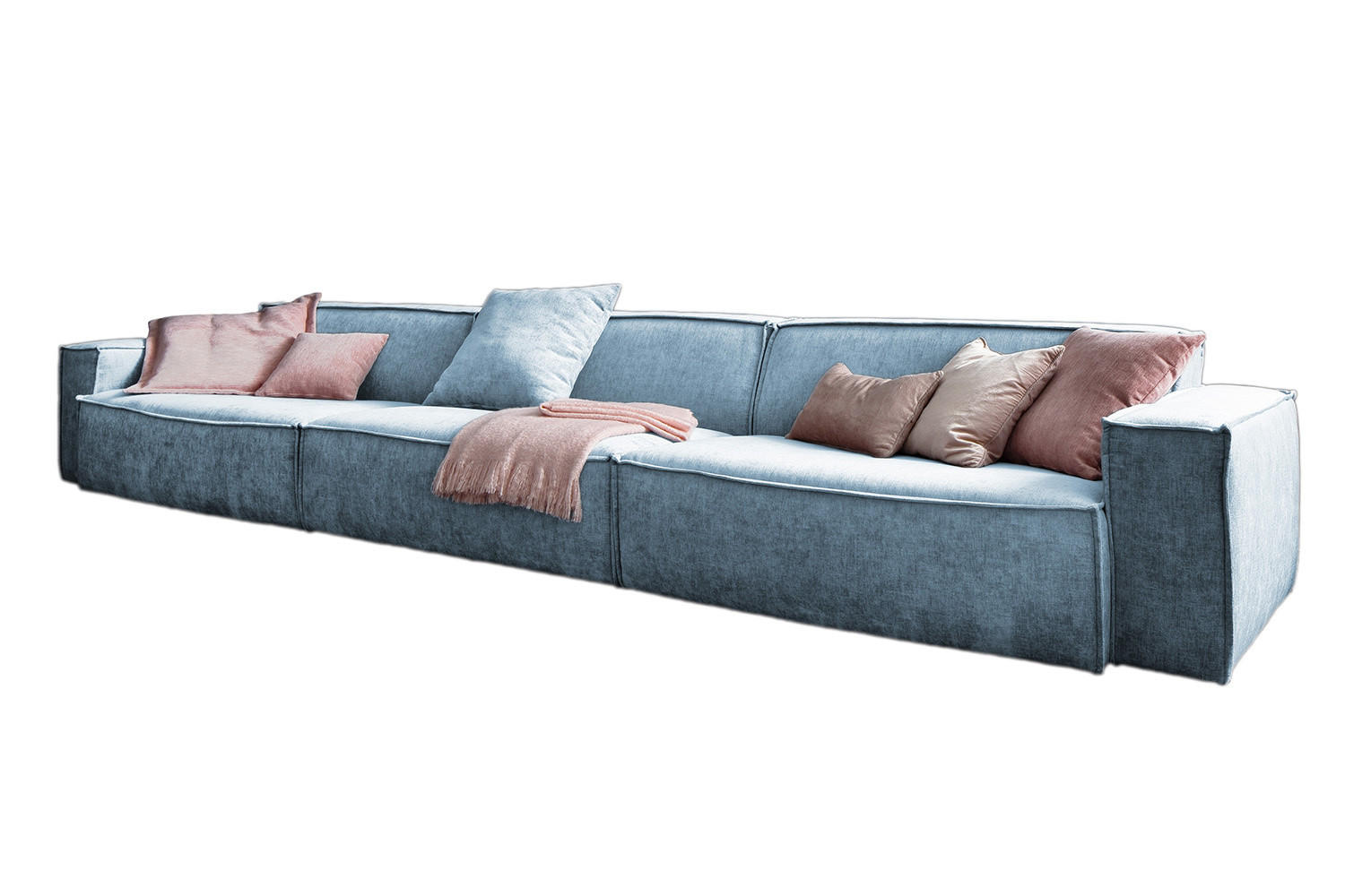 RIESENSOFA SAMU Hellblau Webstoff - Schwarz/Hellblau, Textil (418/72/106cm) - KAWOLA