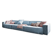 RIESENSOFA SAMU Hellblau Webstoff - Schwarz/Hellblau, Textil (418/72/106cm) - KAWOLA