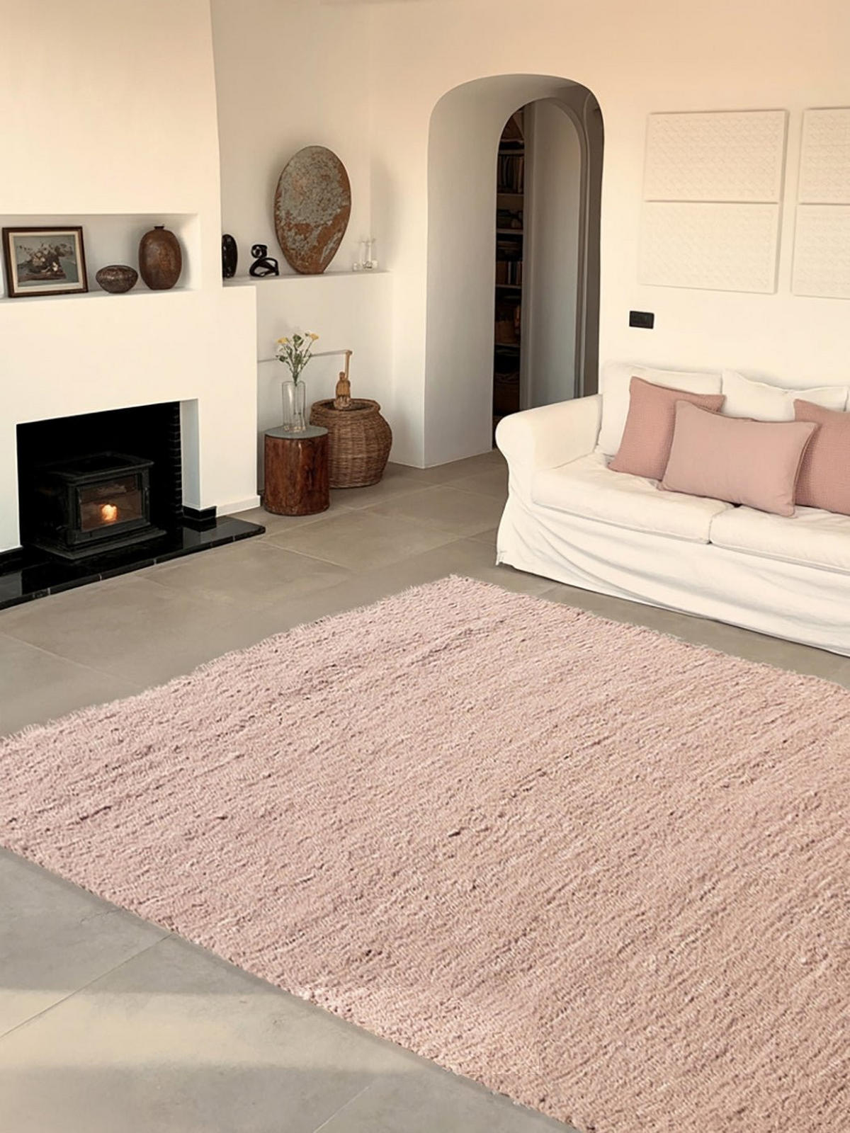 TEPPICH aus recycelter Baumwolle handgewebt rosa - Pink, Naturmaterialien (160/230cm) - AFK Living