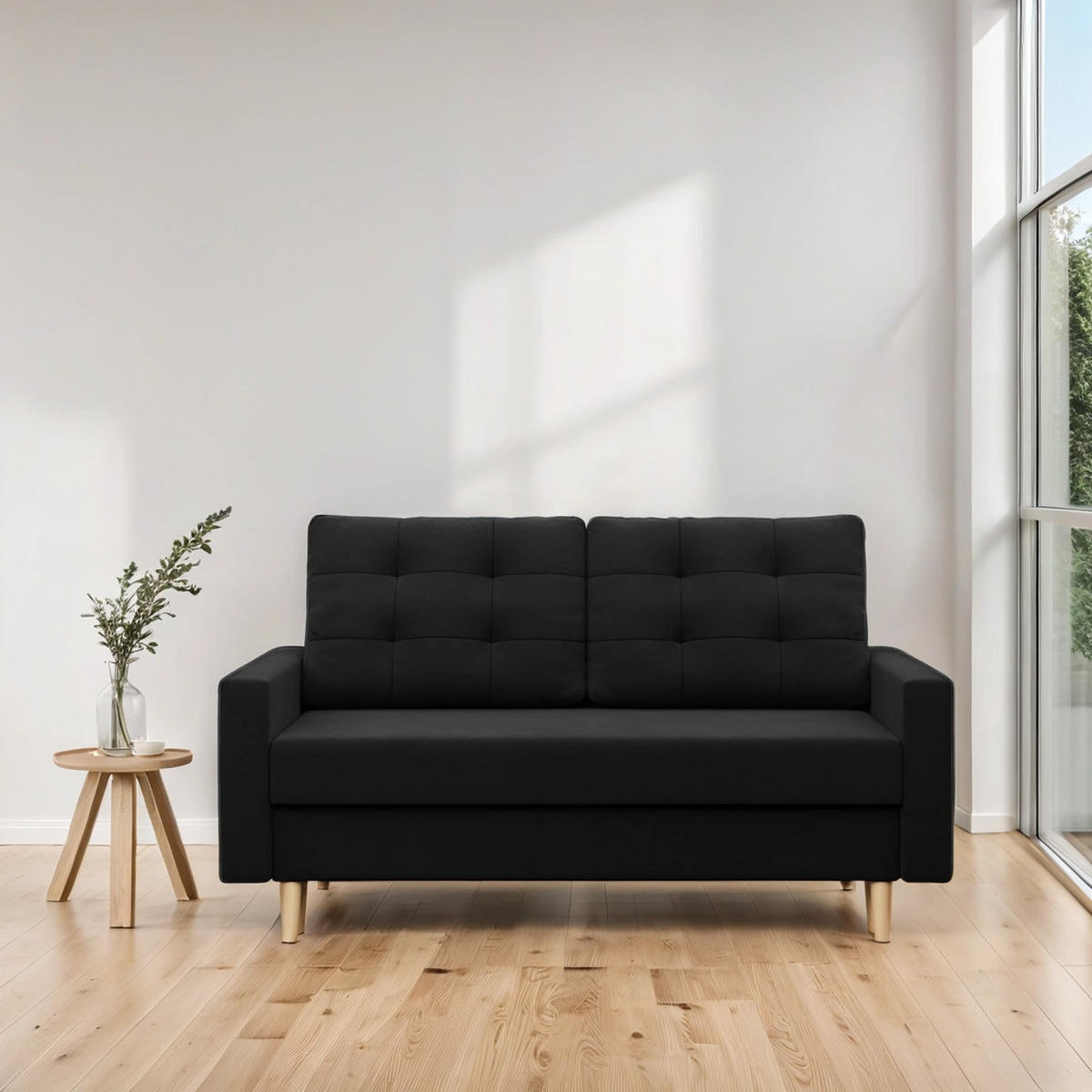SOFA Blank schwarz 152/88/92 - Schwarz, Textil (152/88/92cm) - SIMKAM Furniture