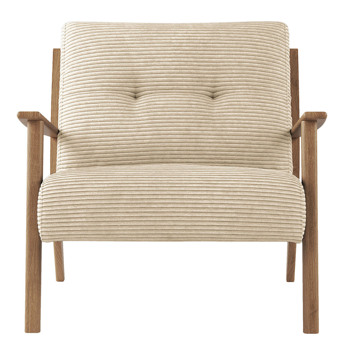 SESSEL - Eichefarben/Beige, Eichenholz/Textil (83/80/75cm) - home24
