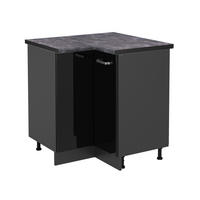 ECKUNTERSCHRANK R-Line Schwarz Hochglanz 75.6 cm, AP Anthrazit - Schwarz Hochglanz/Anthrazit, Holzwerkstoff (75.6/81.6/60cm) - Vicco