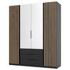 KLEIDERSCHRANK Kaja Schwarz 200 cm - Schwarz, Holzwerkstoff/Metall (200/239/61.9cm) - Selsey