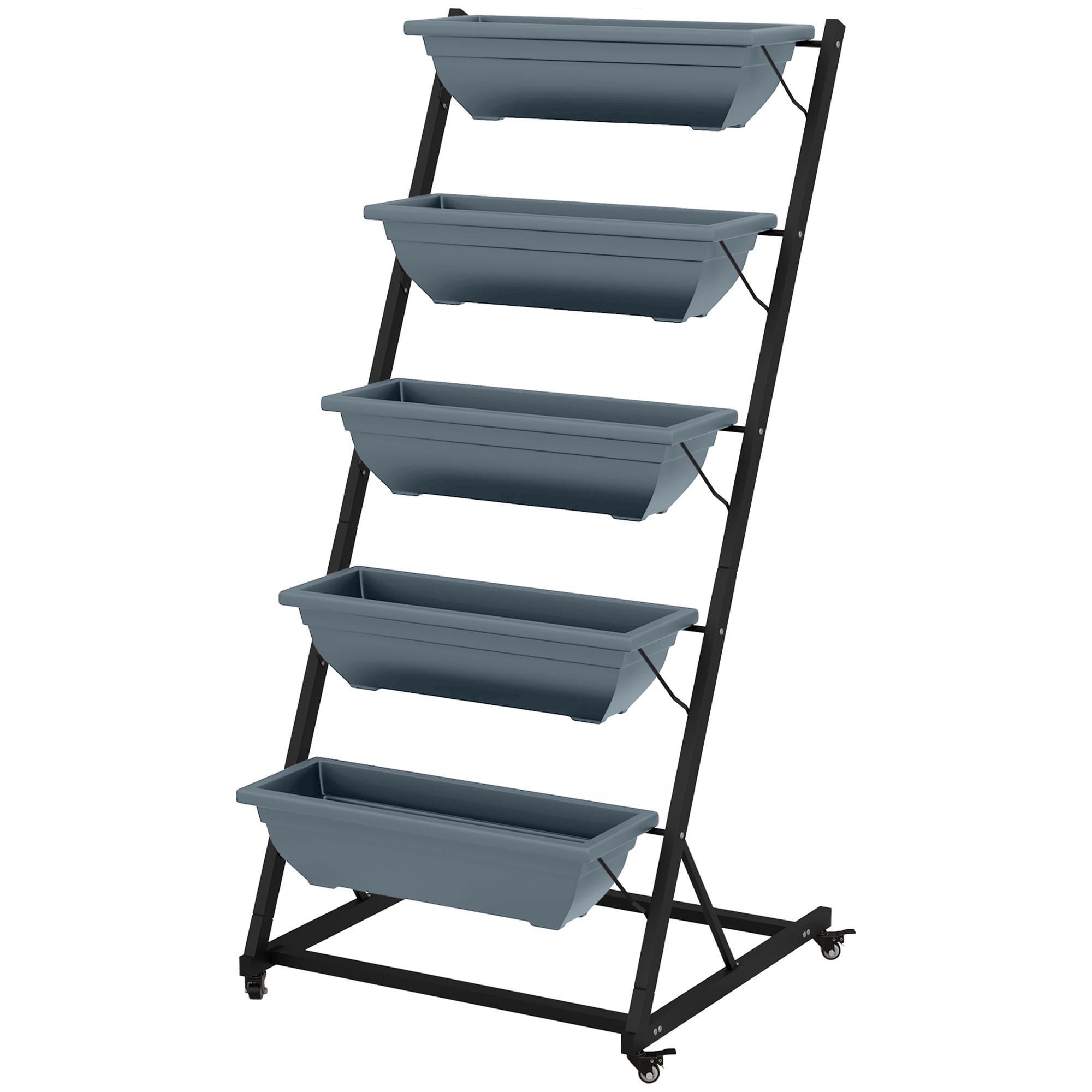 BLUMENKÄSTENSTÄNDER, Grau - Grau, Metall (67/145/65cm) - Outsunny